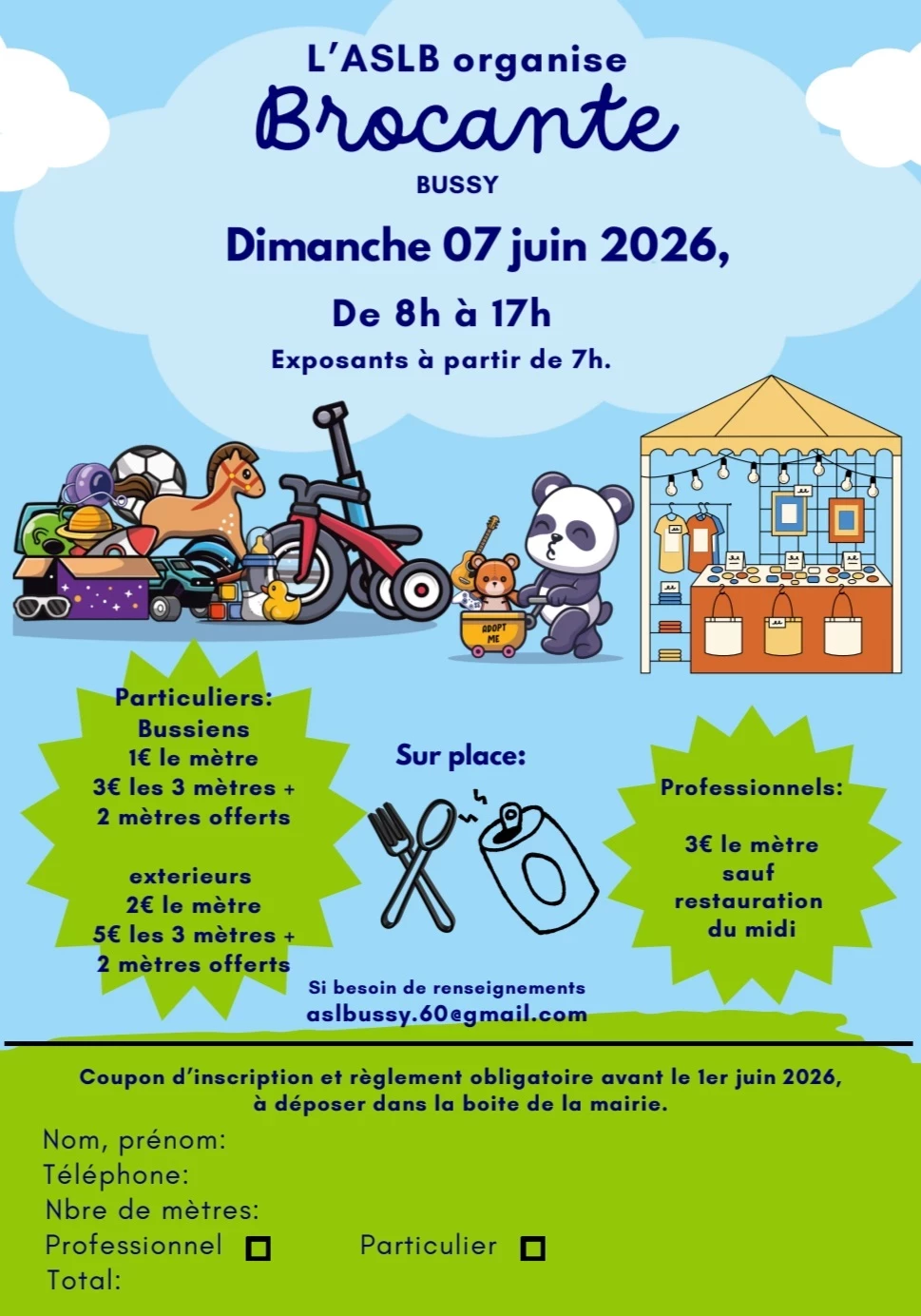 Brocante à bussy le dimanche 7 juin