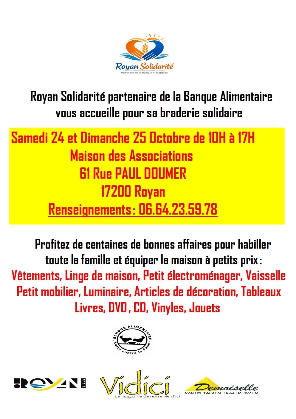 Braderie solidaire de royan solidarité
