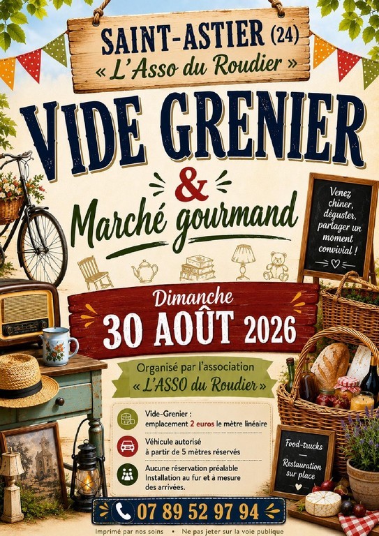 Vide-grenier et marché gourmand au roudier