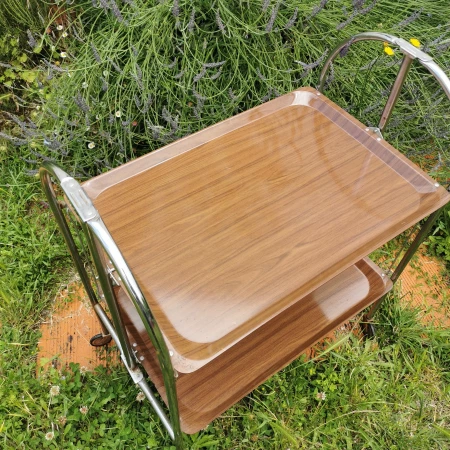 DESSERTE VINTAGE A ROULETTES PLIANTE