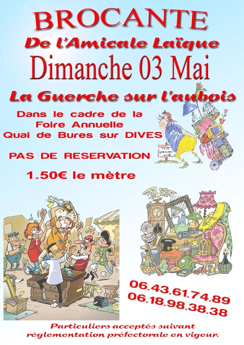 Brocante de l'amicale laique la guerche dans le cadre de la foire de la guerche
