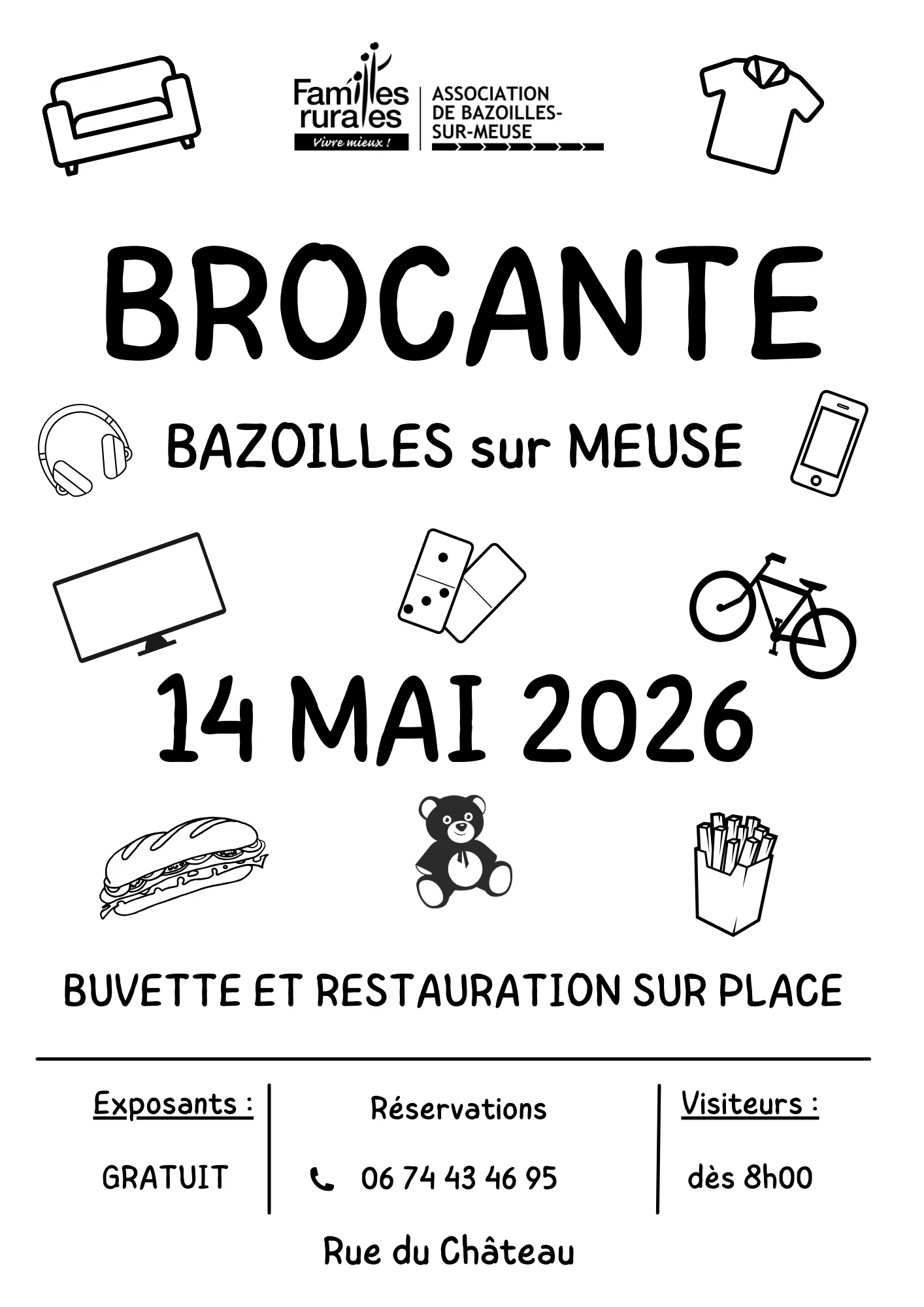 Vide grenier familles rurales bazoilles sur meuse