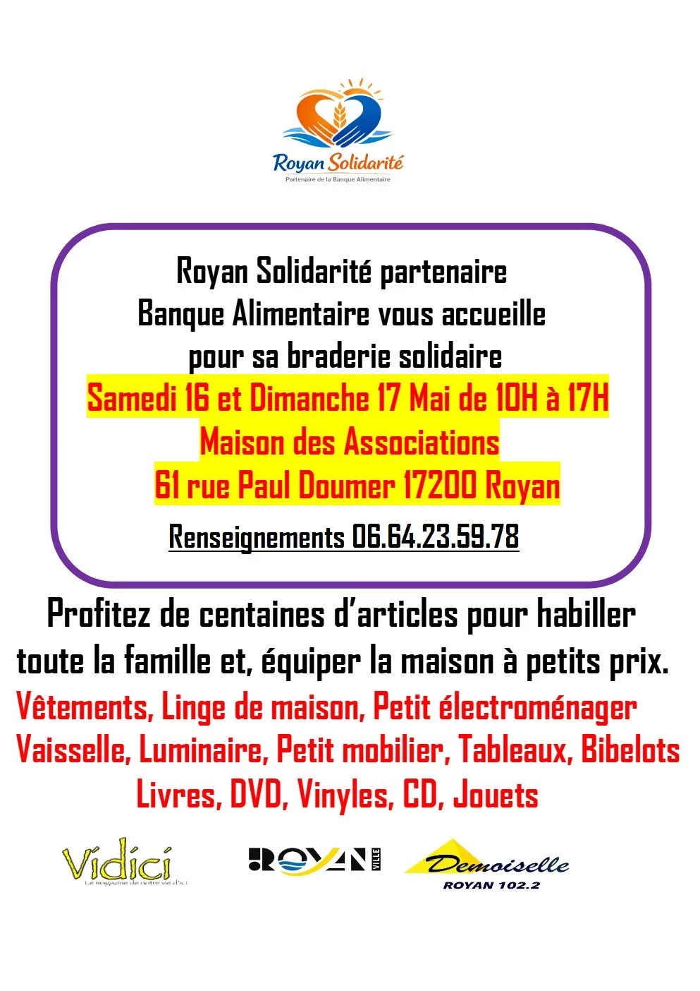 Braderie solidaire de la banque alimentaire de royan