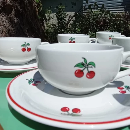 RARE Service café cerises original Richard Ginori