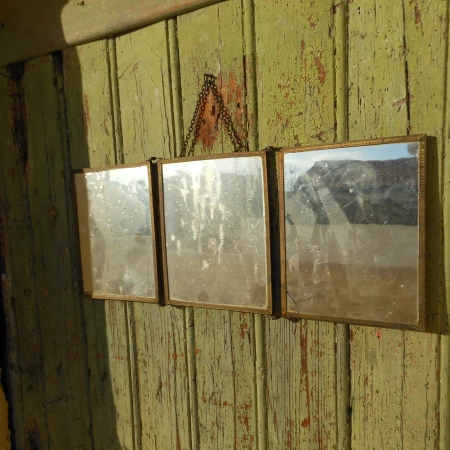 Miroir triptyque de barbier ancien . broc_du_sud